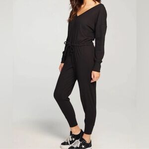 Chaser size small double V ribbed drawstring jumpsuit NWT